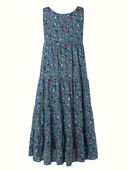 Levoire | Femme Robe Longue Florale - Bleu
