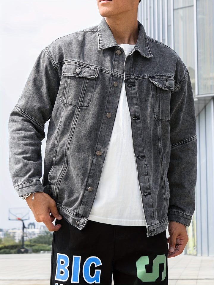 Levoire | Rennon Public Cut Jean Jacket Avec Revers Et Boutons