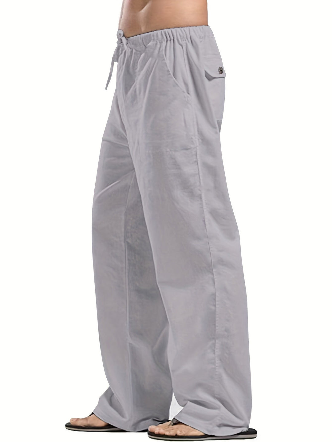 Levoire | Pantalons Pour Hommes En Mélange De Coton Et De Lin Avec Une Taille Élastique Décontractée