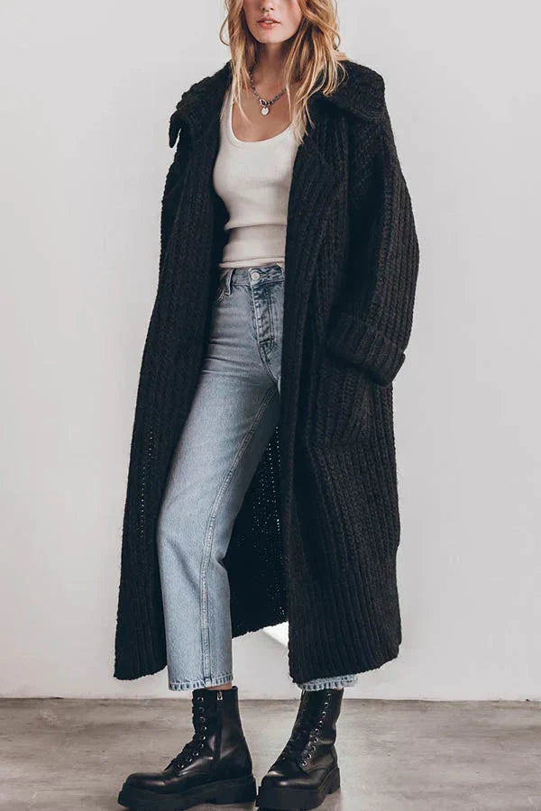 Levoire | Épaissse Gilet Tricoté Long Avec Fermeture À Boutons Et Poches Grande Taille Modèle
