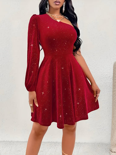 Levoire | Robe Chemise Élégante À Épaule Dénudée Avec Volants