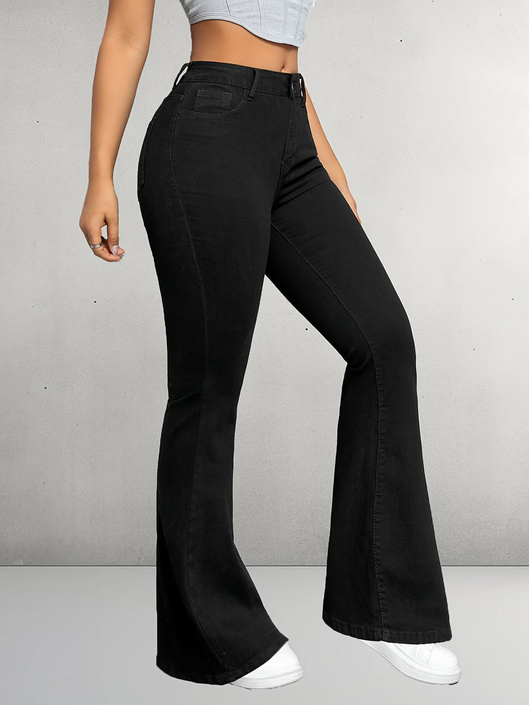Levoire | Pantalons Flare Noirs Élégants Avec Boutons Noir