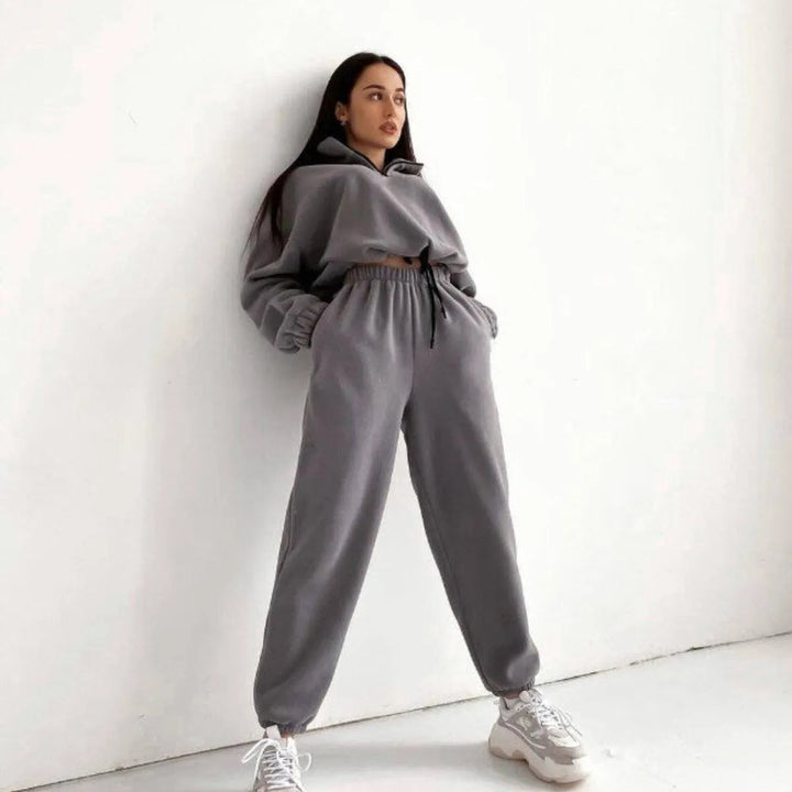 Levoire | Ensemble en tricot à col haut et large fermeture éclair Gris