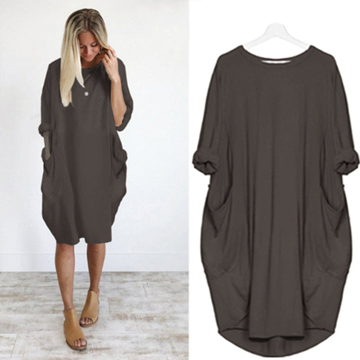 Levoire | Robe Confortable Avec Poches Marron café