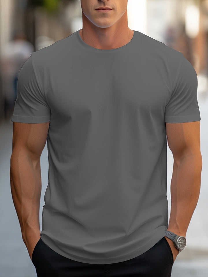 Levoire | T-Shirt Unicolore Pour Hommes Col Rond Gris foncé