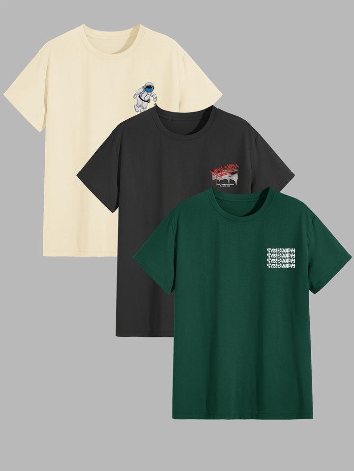 Levoire | T-Shirts Imprimés Graphiquement Dans Le Style Américain (3 Pièces)