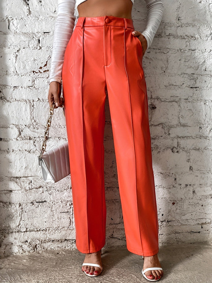 Levoire | Pantalons Taille Haute Confortables Avec Jambe Droite Et Poches Orange