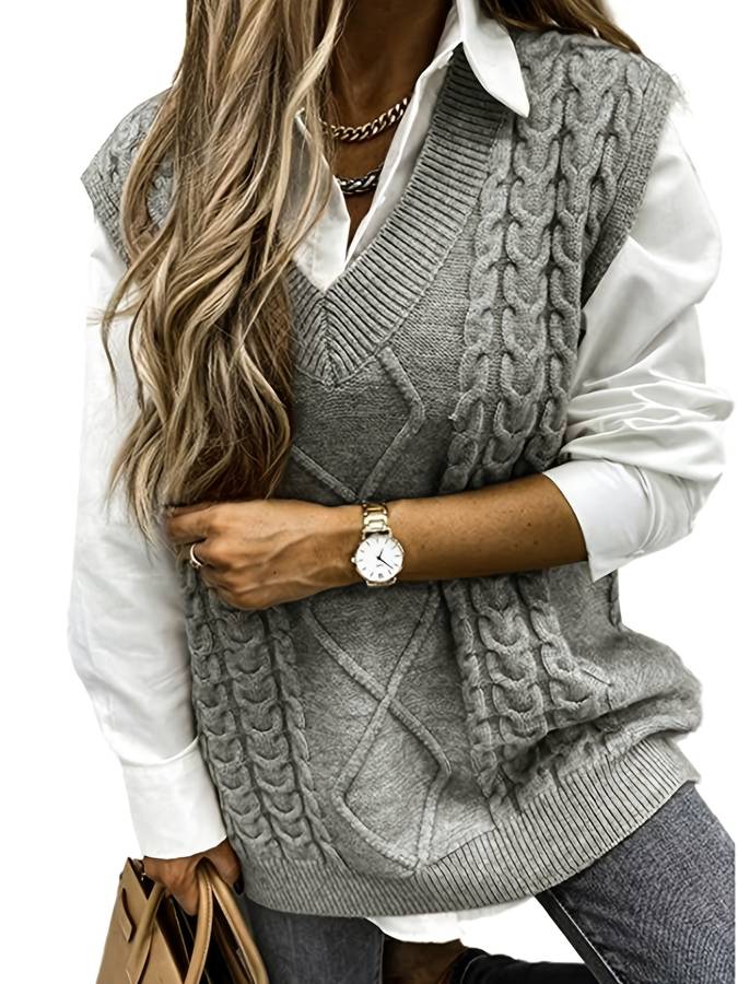 Levoire | Gilet En Tricot Pour Femmes | Hiver Gris