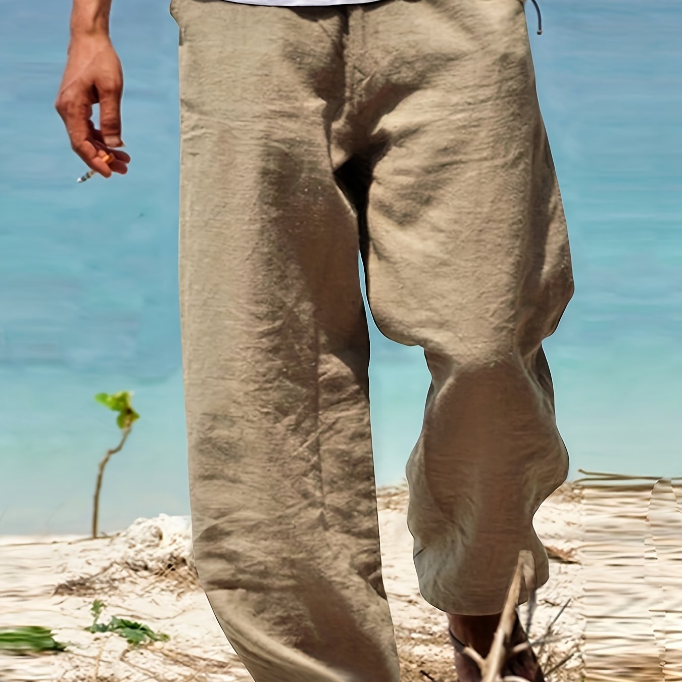 Levoire | Loisirs Coton Lin Pantalons Couleur Unie