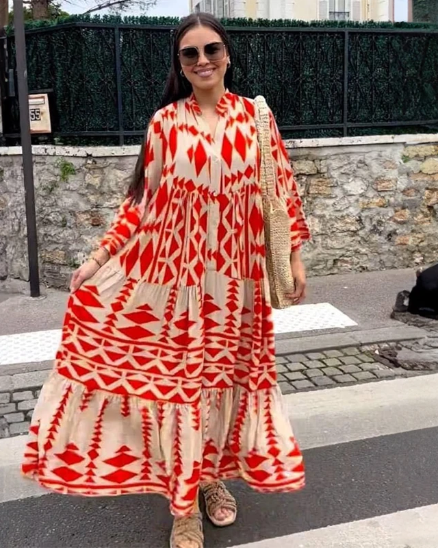 Levoire | Maxi-Robe Bohème Avec Boutons Rot
