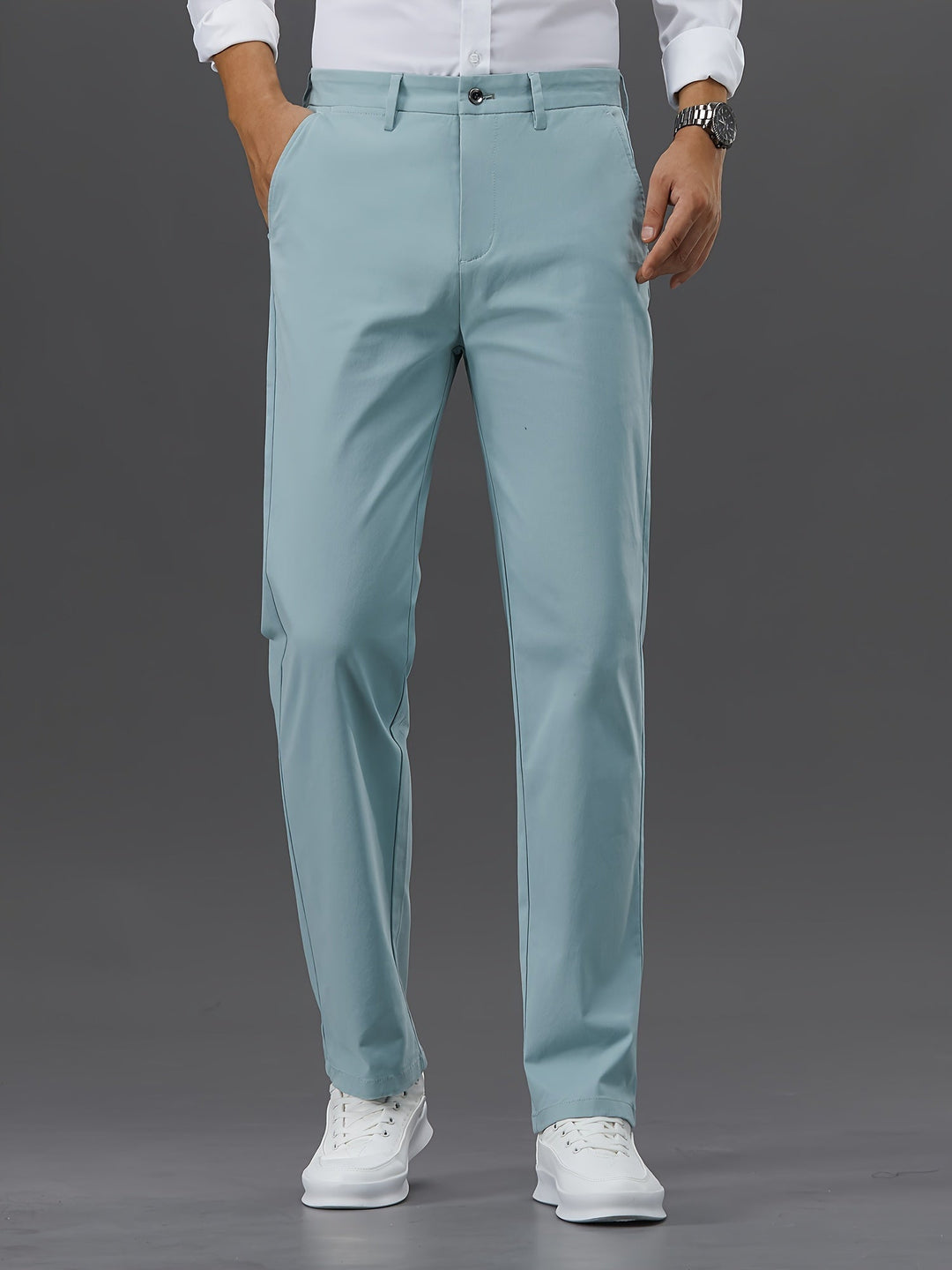 Levoire | Affaires Détendues Ajustement Étroite Pantalons Pour Hommes Avec Poches Bleu clair