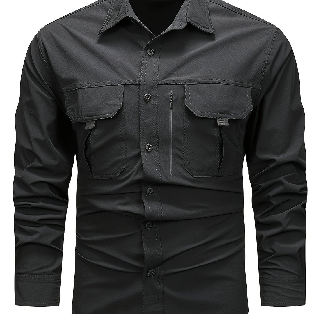 Levoire | Chemise Décontractée Pour Hommes À Manches Longues À Séchage Rapide Noir