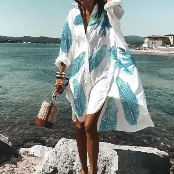 Levoire | Robe Chemise Stylée Plume blanche
