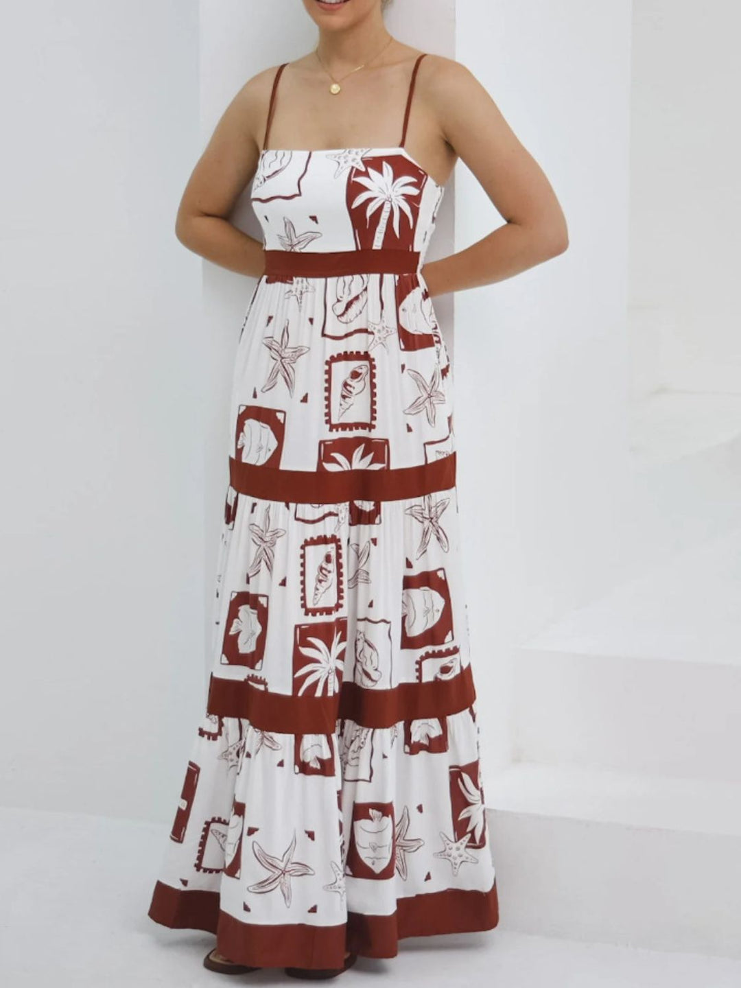 Levoire | Robe Maxi Cami À Découpe Carrée Imprimée