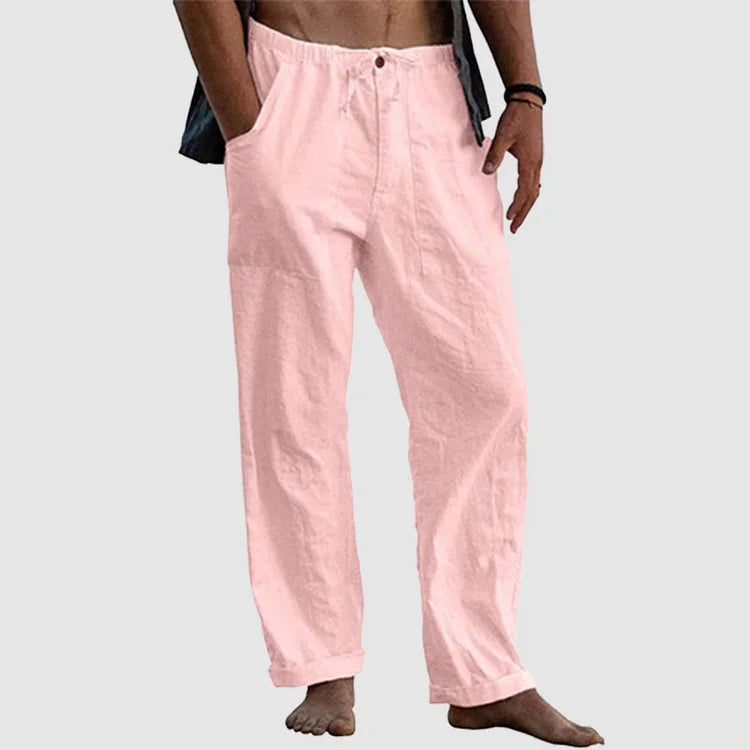 Levoire | Détente Ajustement Pantalons Légers En Lin Pour Hommes Rosa