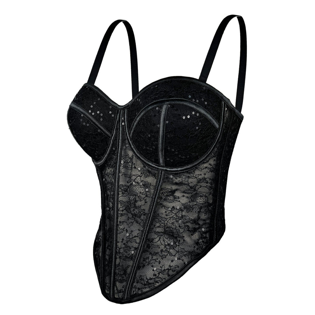 Levoire | Corset en filet transparent avec des détails en dentelle