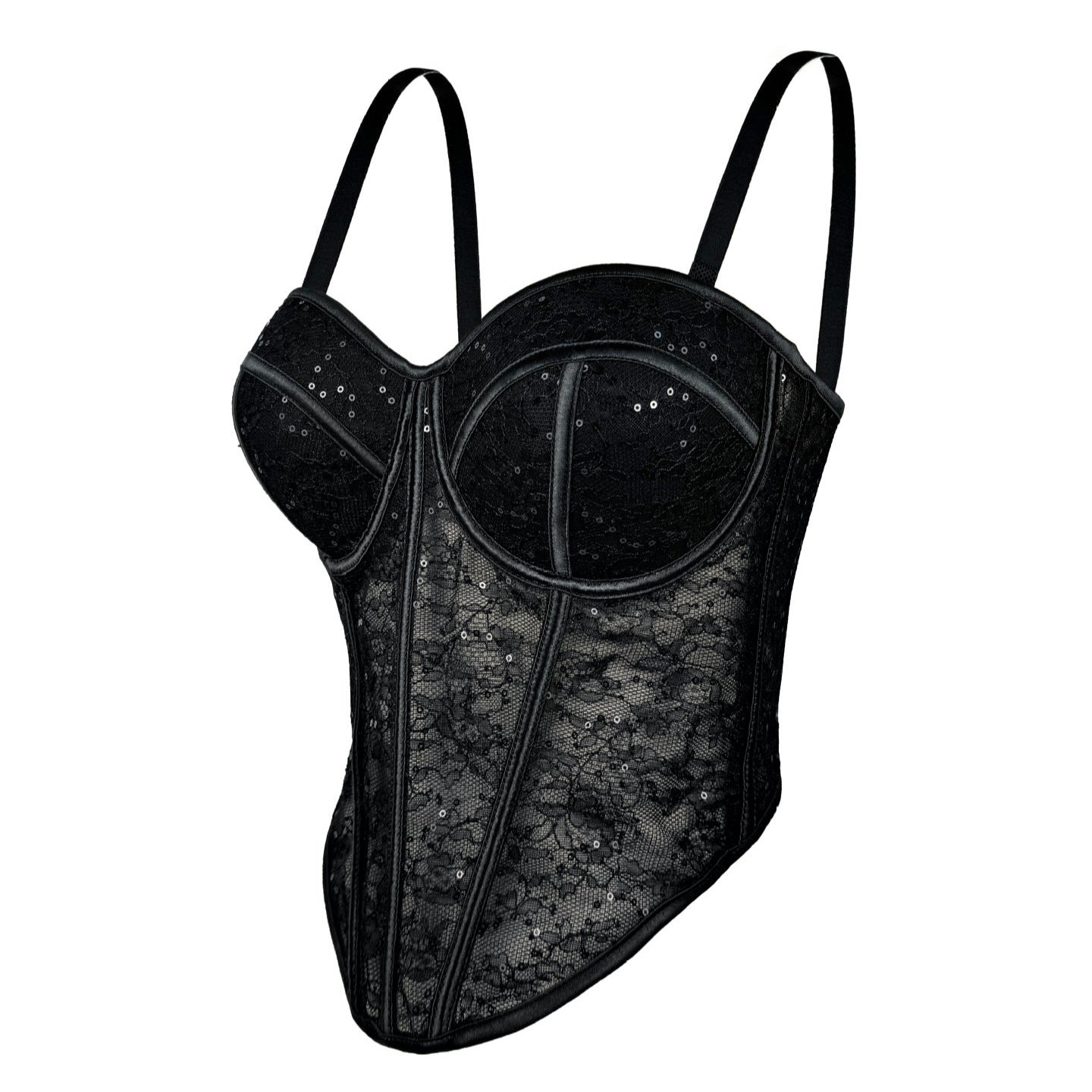 Levoire | Corset en filet transparent avec des détails en dentelle