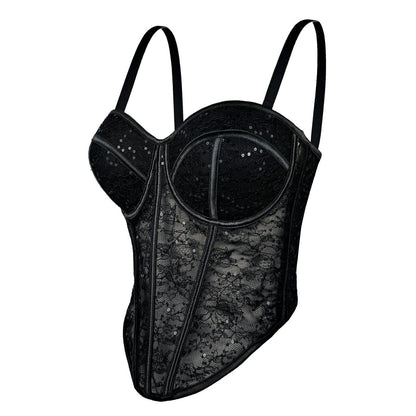 Levoire | Corset en filet transparent avec des détails en dentelle