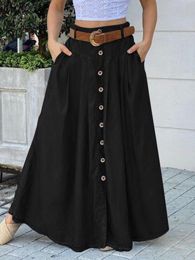 Levoire | Jupe longue uniforme à poches Noir