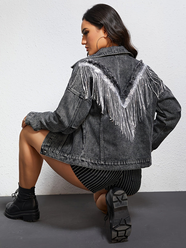 Levoire | Veste En Denim Bleu Clair Avec Des Paillettes Et Fermeture À Boutons