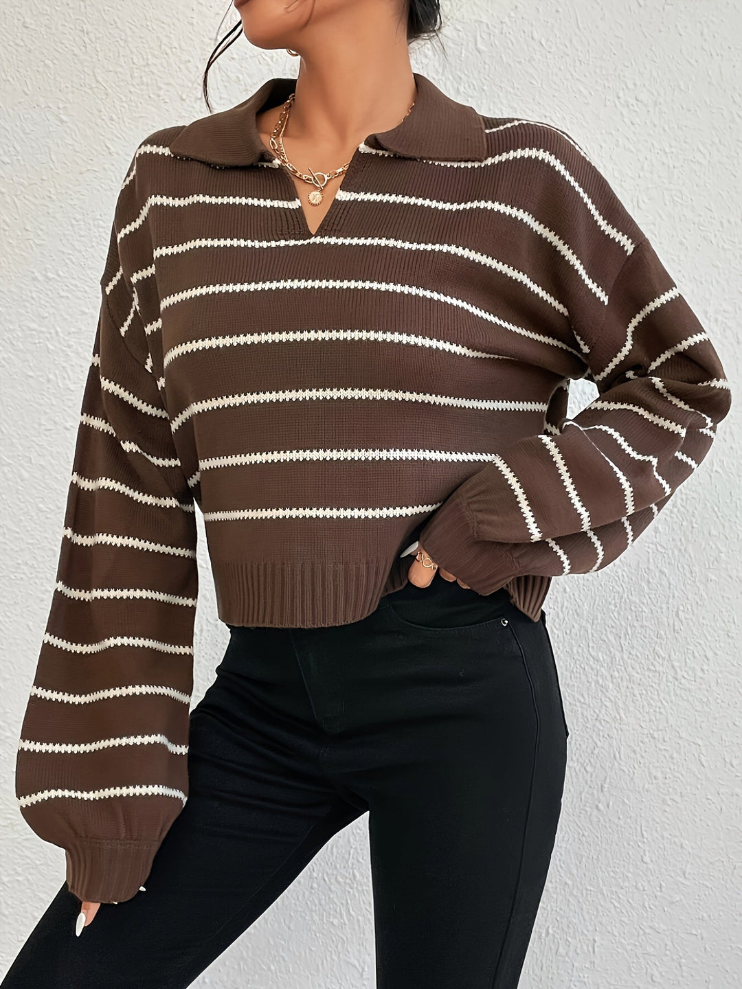 Levoire | Pull À Manches Dénudées D'Automne Pour Femmes Elisia Marron foncé