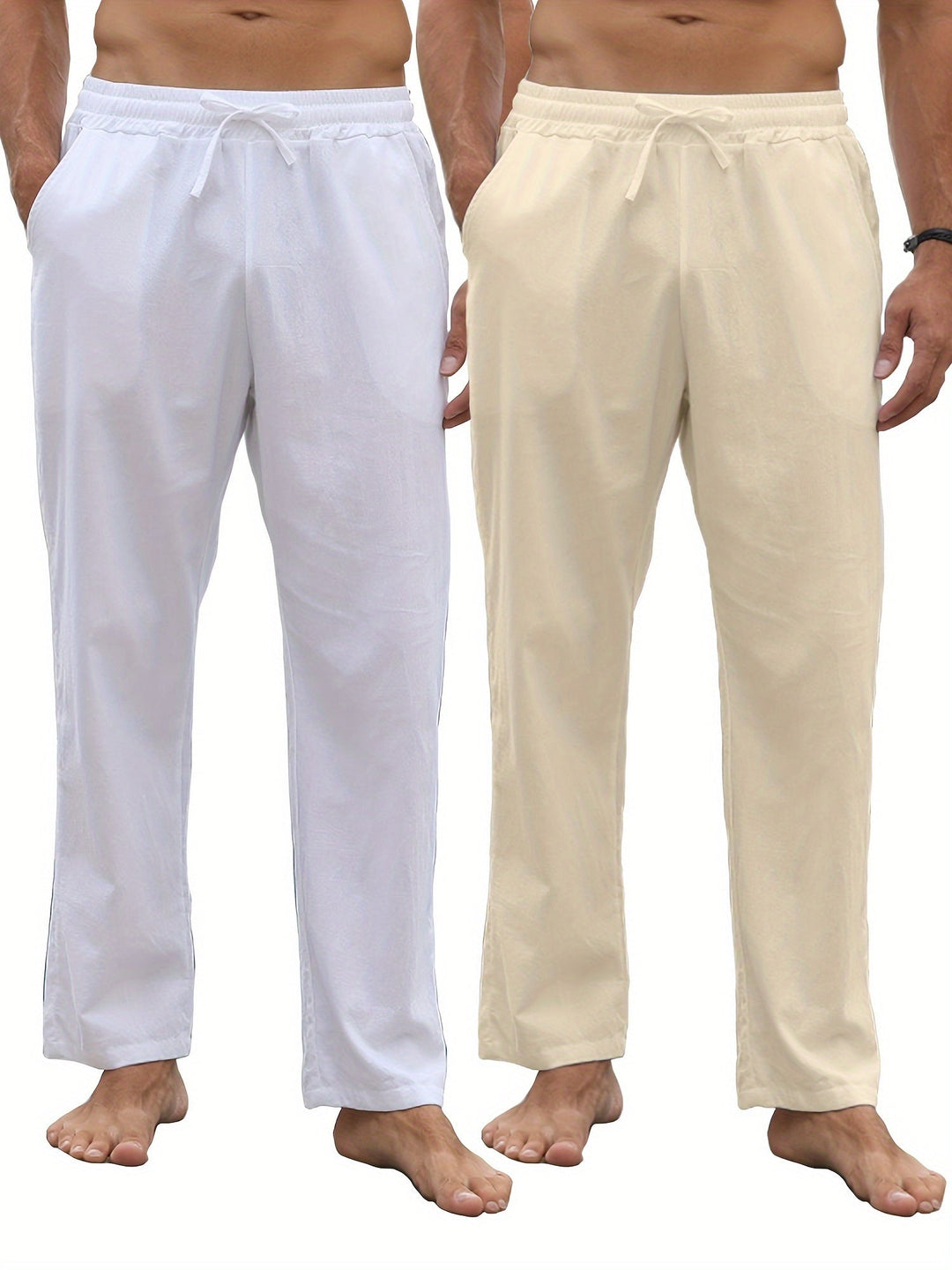 Levoire | Sati 2 Rennon Pantalons En Coton À Nykäys Blanc clair + Khaki