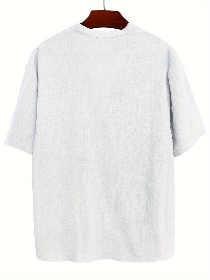 Levoire | T-Shirt Uni Hommes Col Henley Profond