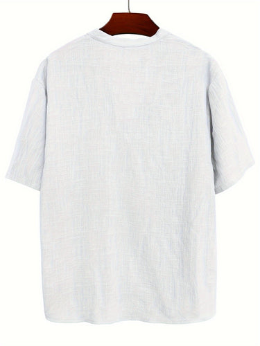 Levoire | T-Shirt Uni Hommes Col Henley Profond