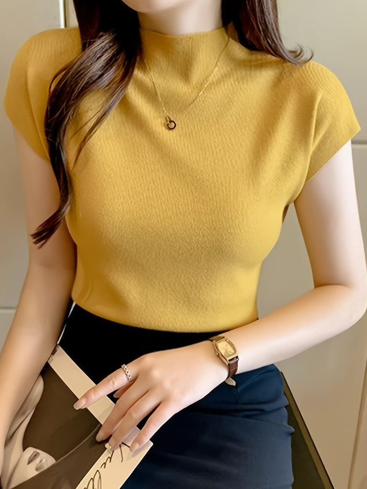 Levoire | Chemise À Manches Courtes À Col Haut Pour Femmes Liana Gingembre
