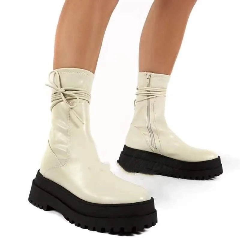 Levoire | Bottines pour femmes à semelle plate - Antidérapant, élégant et très confortable Beige