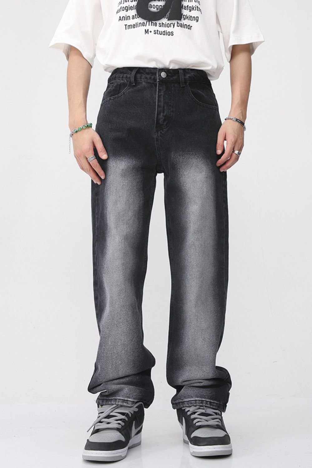 Levoire | Hommes Denim Lavé Coupe Droite Jeans Sombre