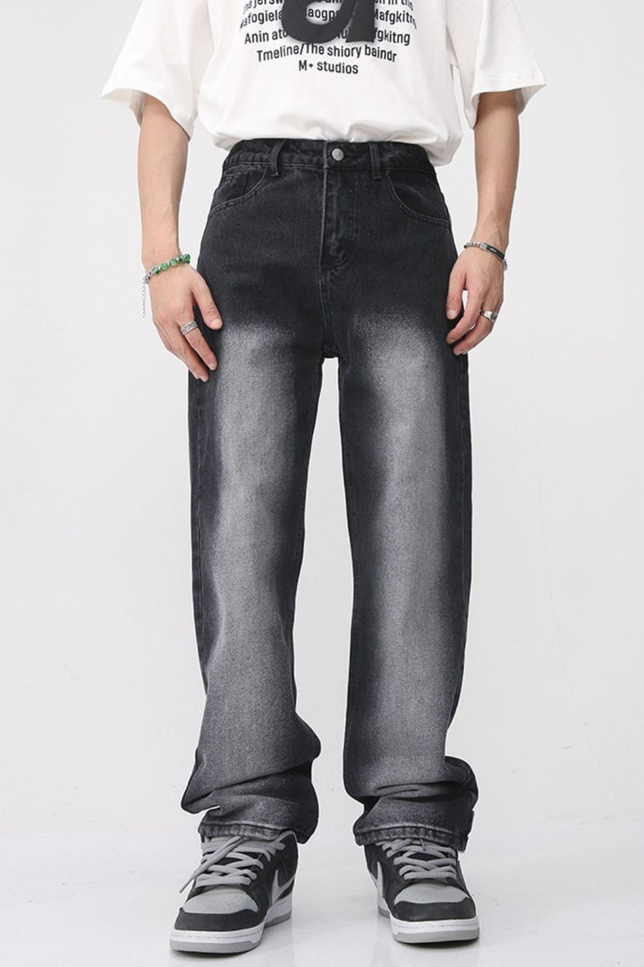 Levoire | Hommes Denim Lavé Coupe Droite Jeans Sombre