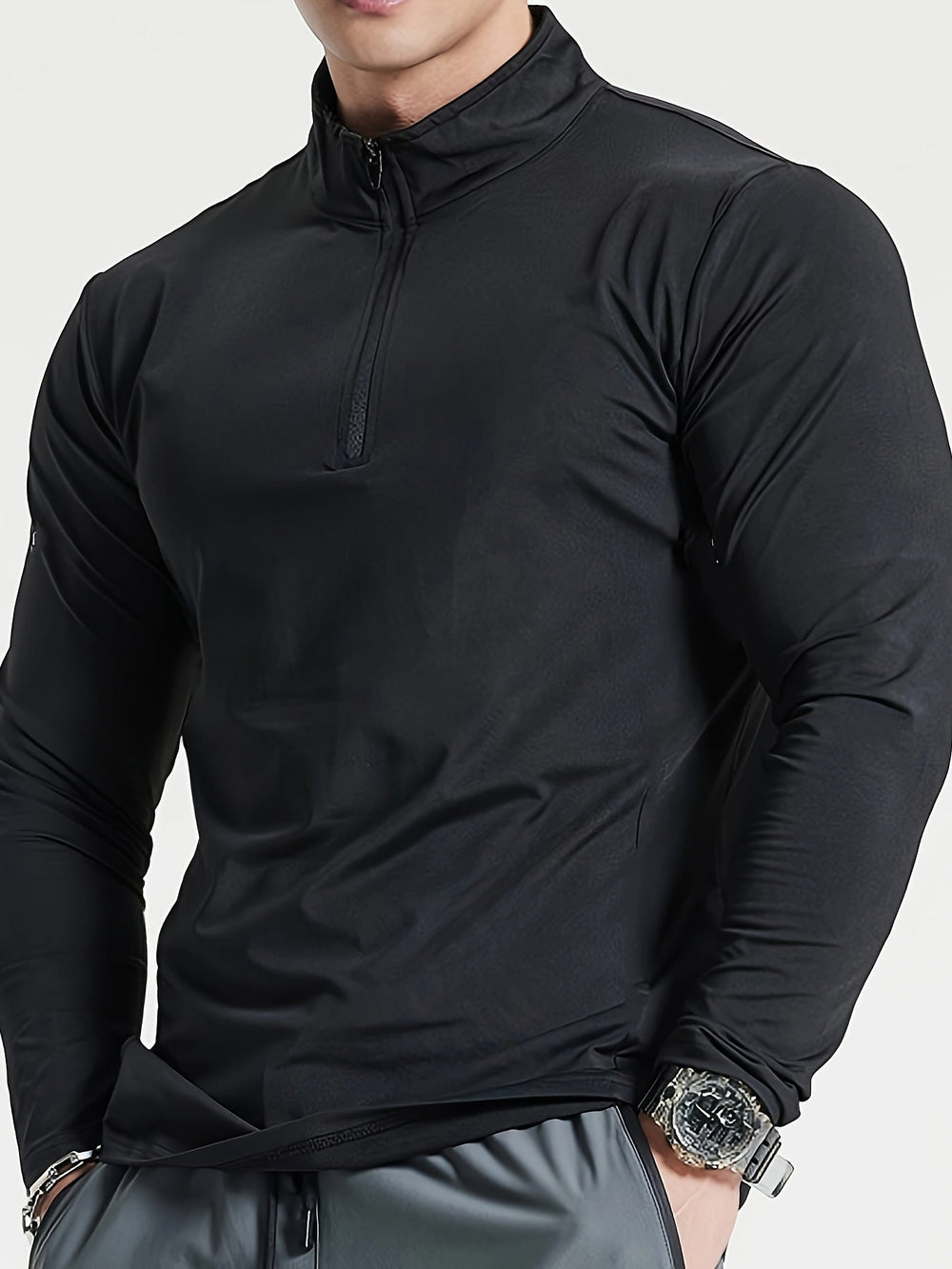 Levoire | Slim Fit Henley Shirt Avec Demi-Zip Et Col Montant