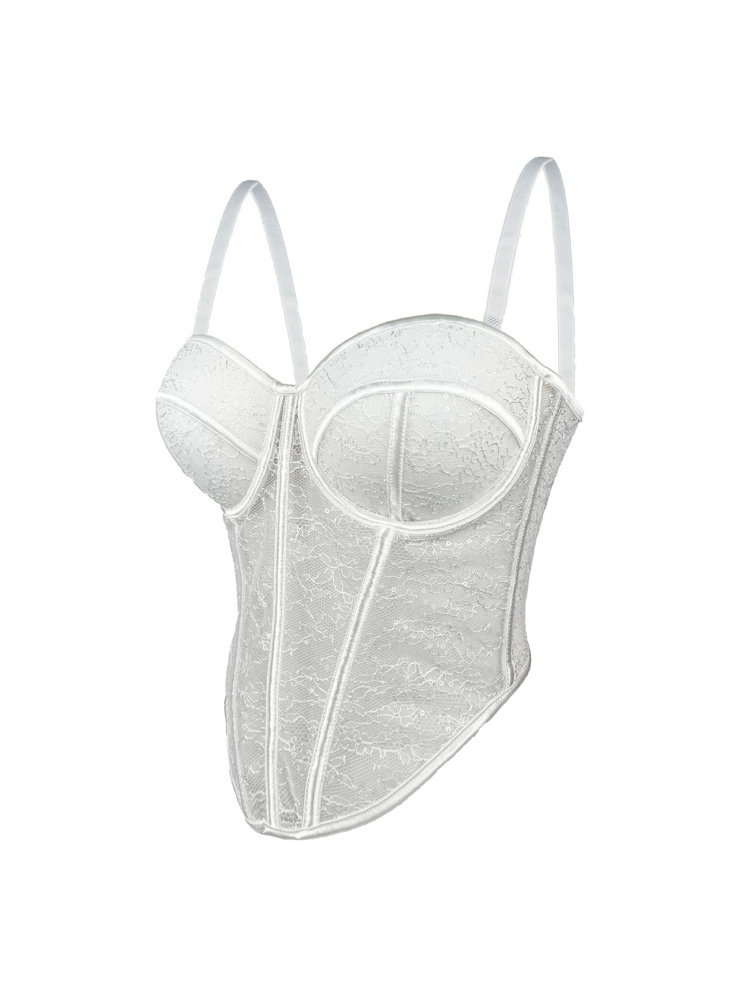 Levoire | Corset en filet transparent avec des détails en dentelle Blanc