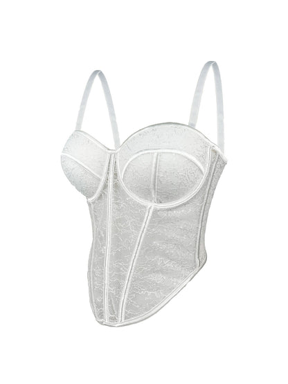 Levoire | Corset en filet transparent avec des détails en dentelle Blanc