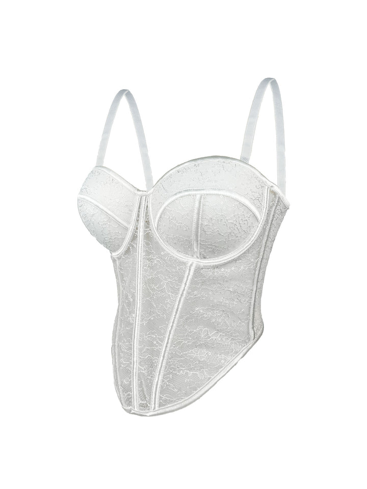 Levoire | Corset en filet transparent avec des détails en dentelle Blanc
