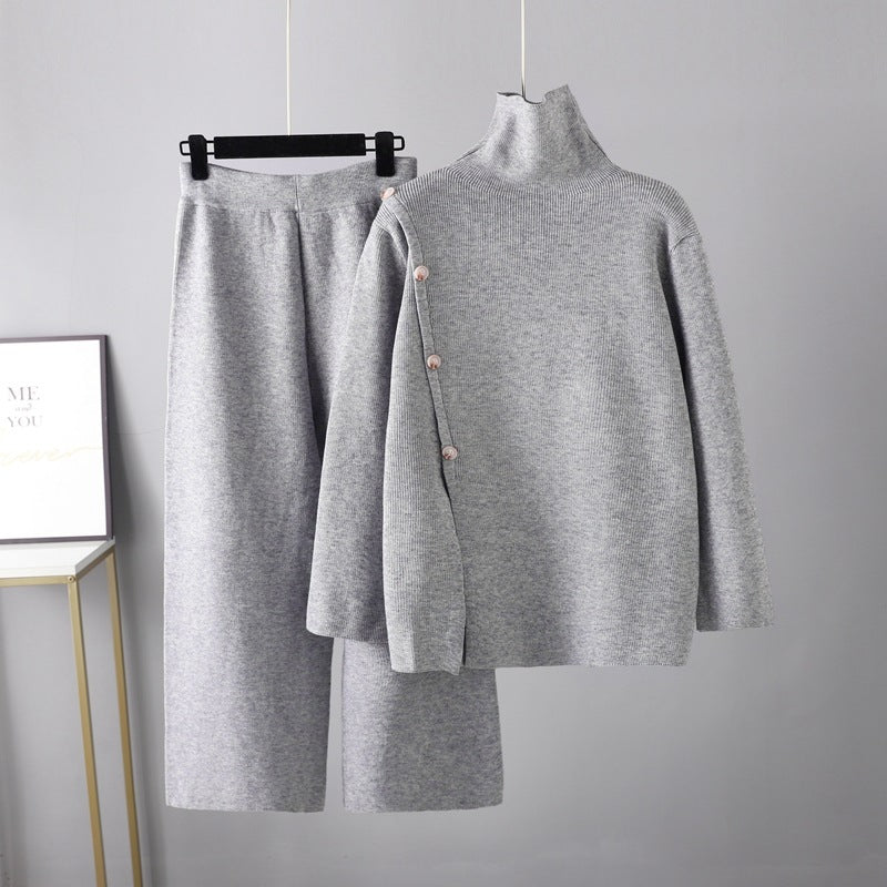 Levoire | Pull À Col Ronde Et Pantalons En Tricot Amples Gris une taille