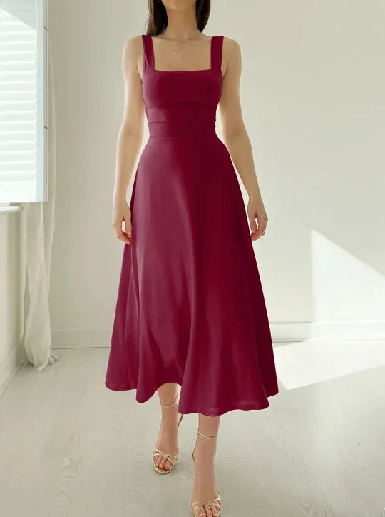 Levoire | Robe midi réversible Audrey en bambou biologique avec poches Rouge vin
