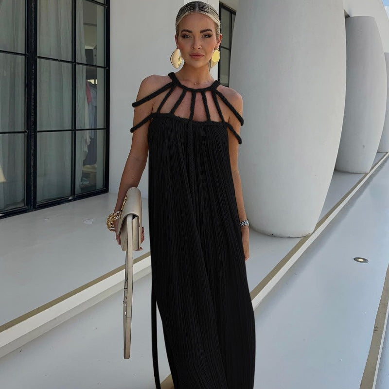 Levoire | Robe Longue En Tissu Fluide Noir Taille 34-46