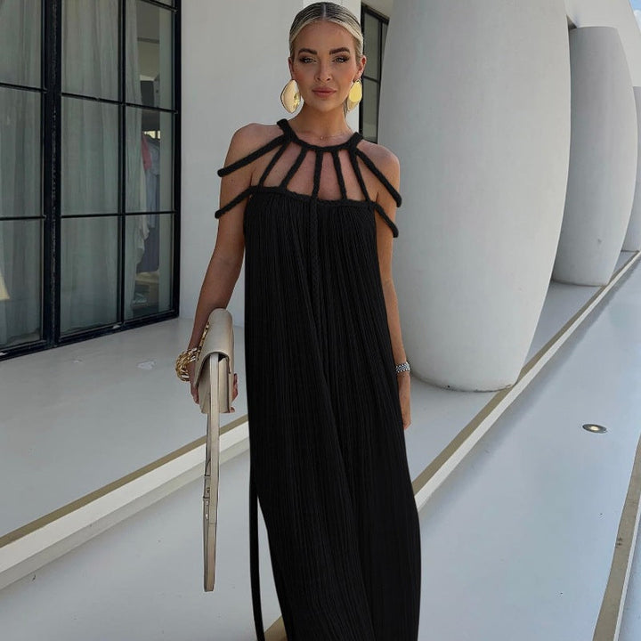 Levoire | Robe Longue En Tissu Fluide Noir Taille 34-46