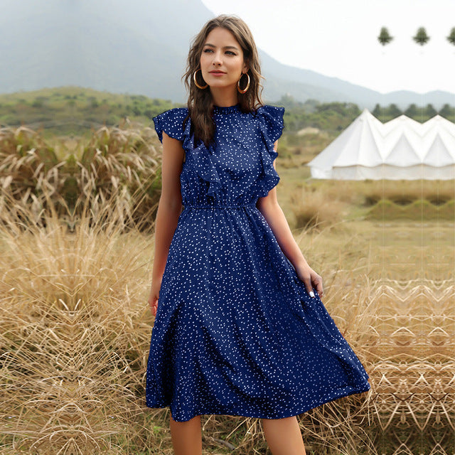 Levoire | Robe D'Été Longue En Chiffon Bleu