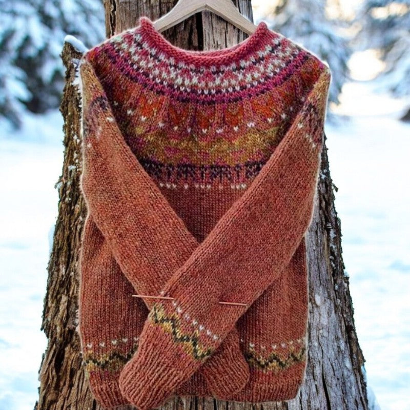 Levoire | Pull En Jersey Vintage Élégant Avec Col Rond Rot