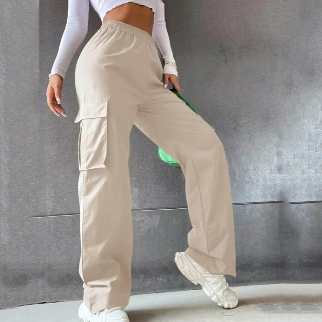 Levoire | Pantalons Cargo Taille Haute Avec Plusieurs Poches Beige