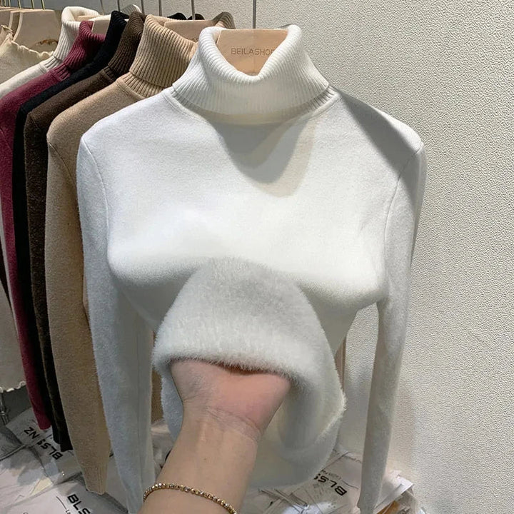 Levoire | Pull en laine polaire à manches longues et col roulé Blanc