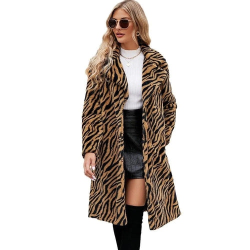 Levoire | Veste en peluche plus longue à motif zèbre