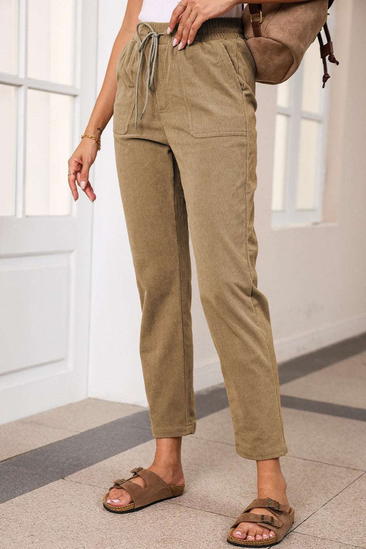 Levoire | Pantalon Droit À Rayures Avec Cordon De Serrage Et Poches