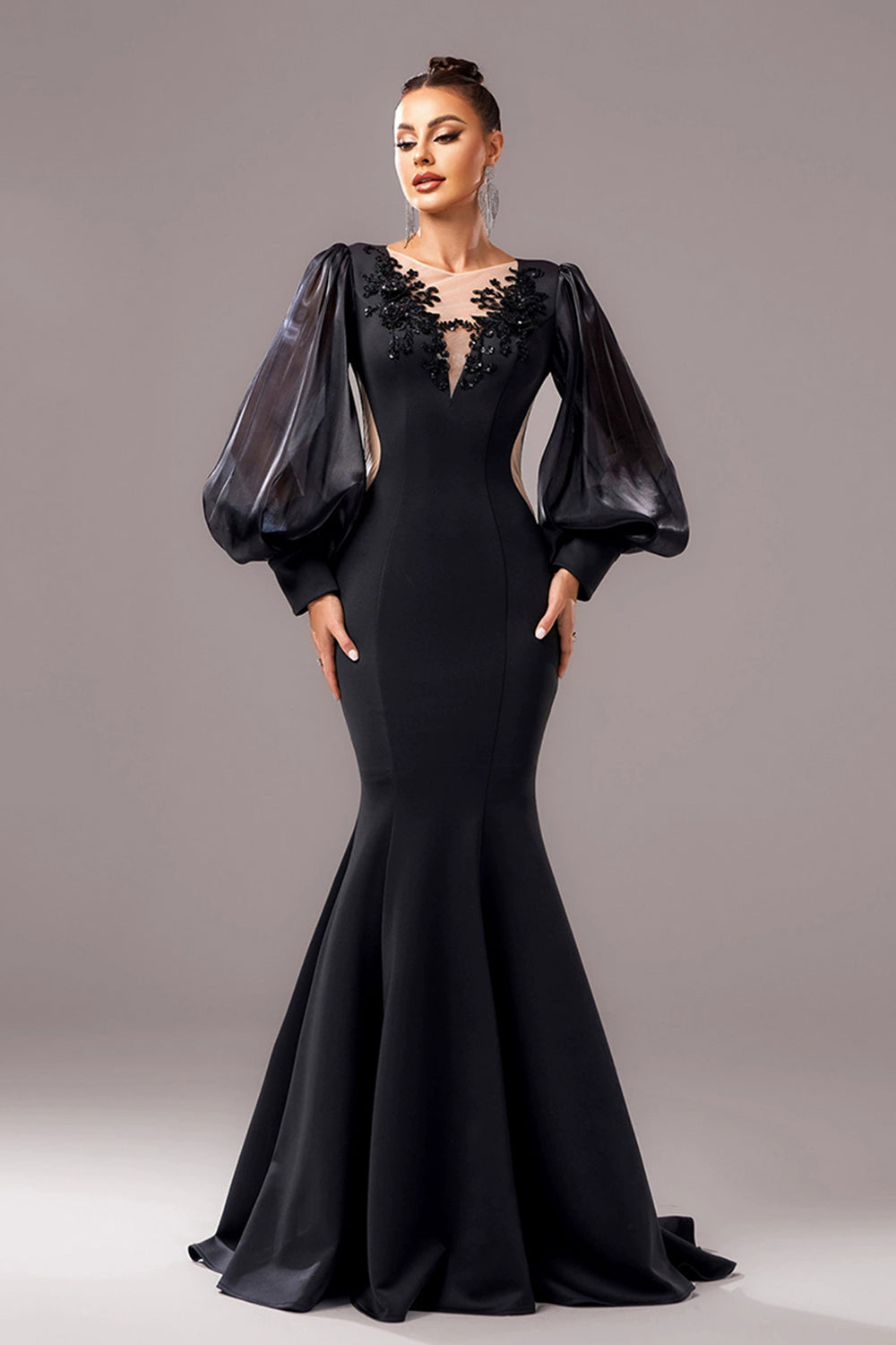 Levoire | Robe Élégante Avec Des Manches Transparentes