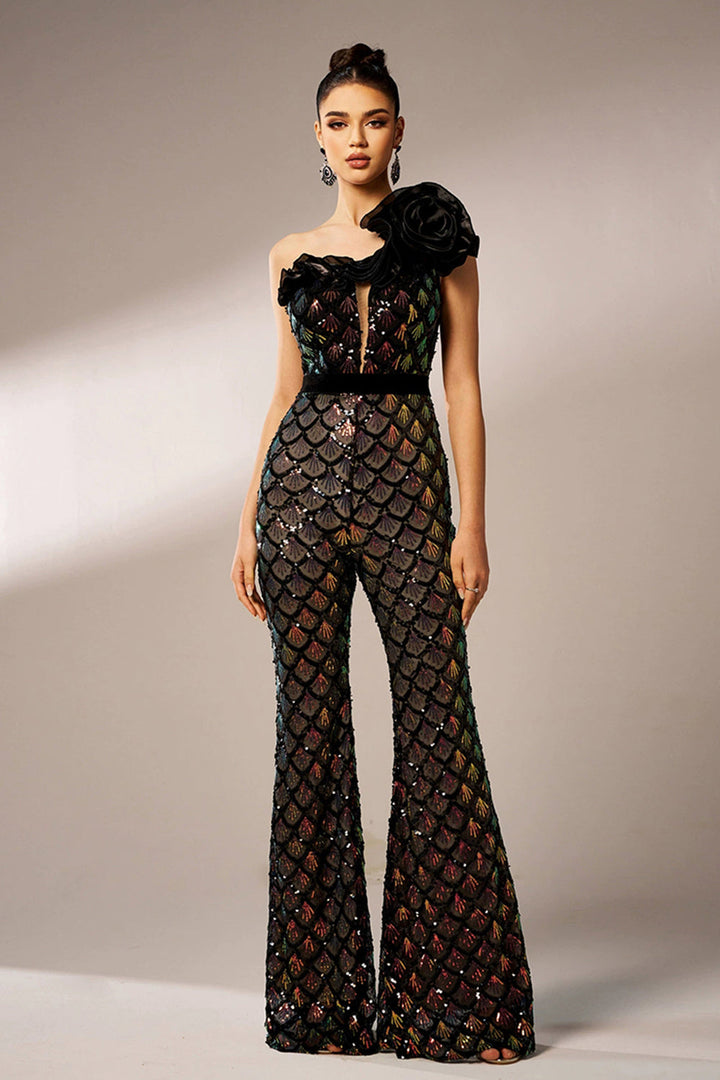 Levoire | Combinaison À Sequins Multicolore Noir