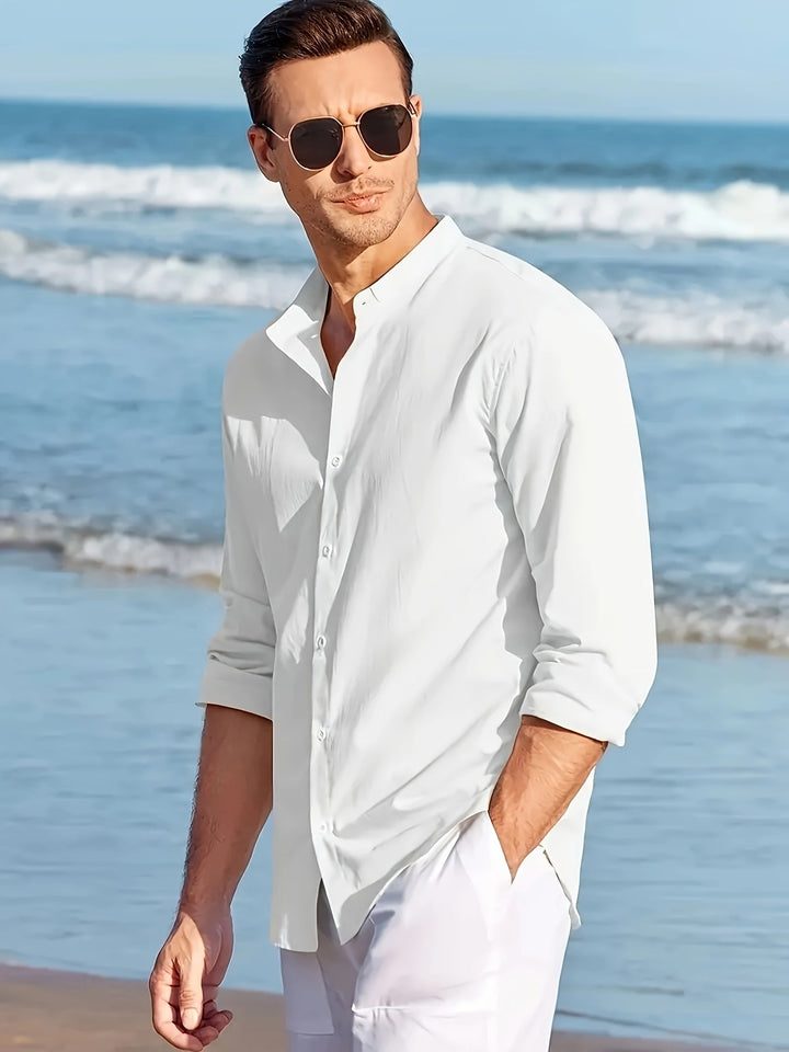 Levoire | T-Shirt En Coton Lin Uni À Manches Longues