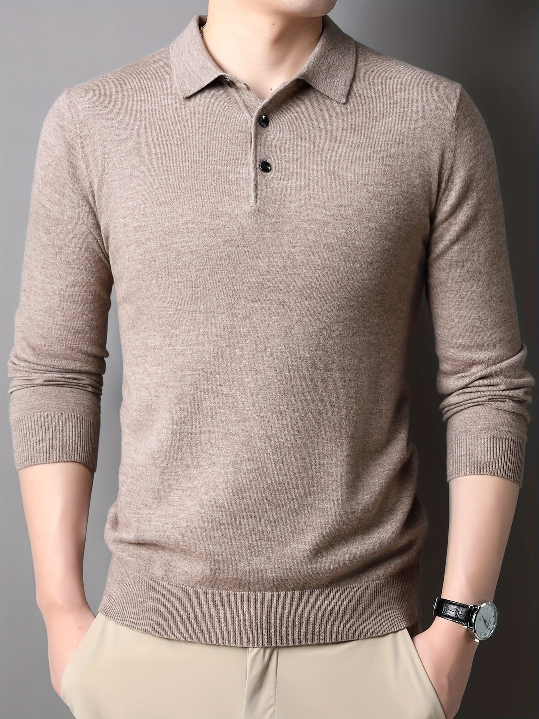Levoire | Rento Tricoté Pull Homme En Laine Avec Revers Dans Une Couleur Non Combinée